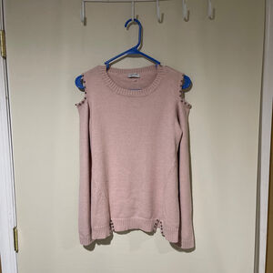 NWOT FEMME FATALE Pink Cold Shoulder Studded Sweater Women’s Size Medium
